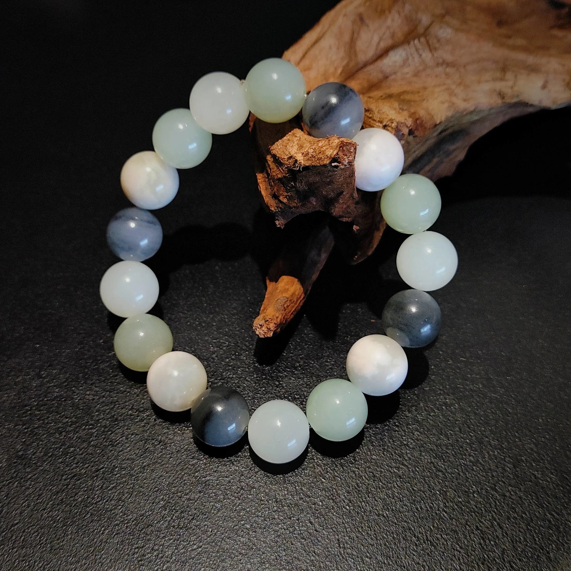 Multi-Colored Yutian Nephrite Jade Bead Bracelet
