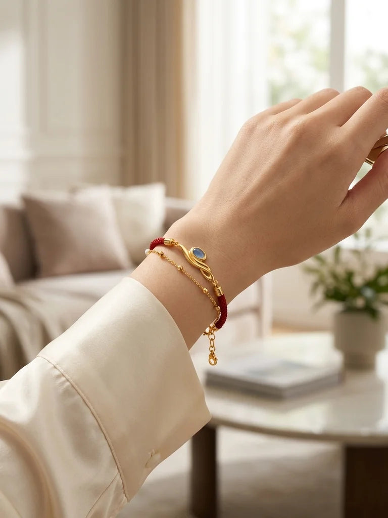Vintage Gold flowing clouds Silver Bracelet