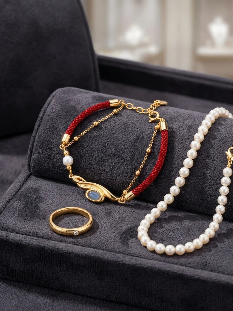 Vintage Gold flowing clouds Silver Bracelet