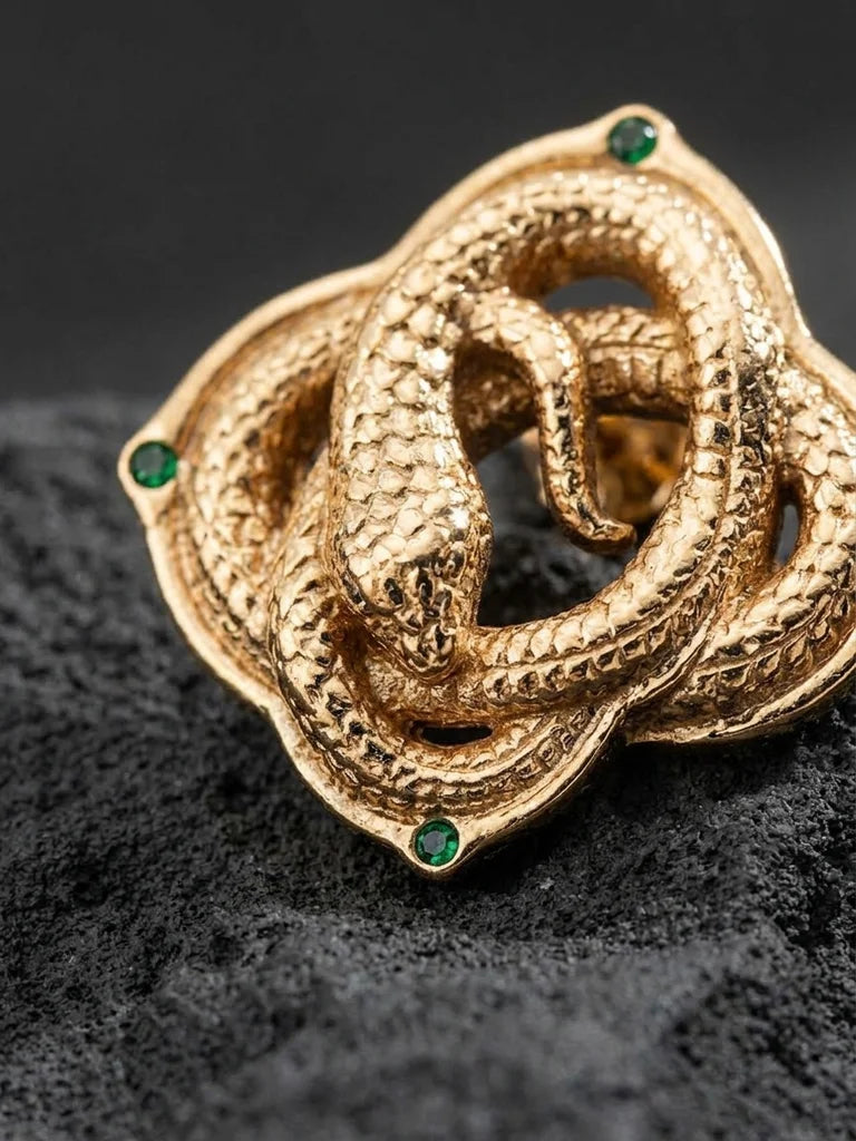 Vintage Gold Clover Snake Earrings