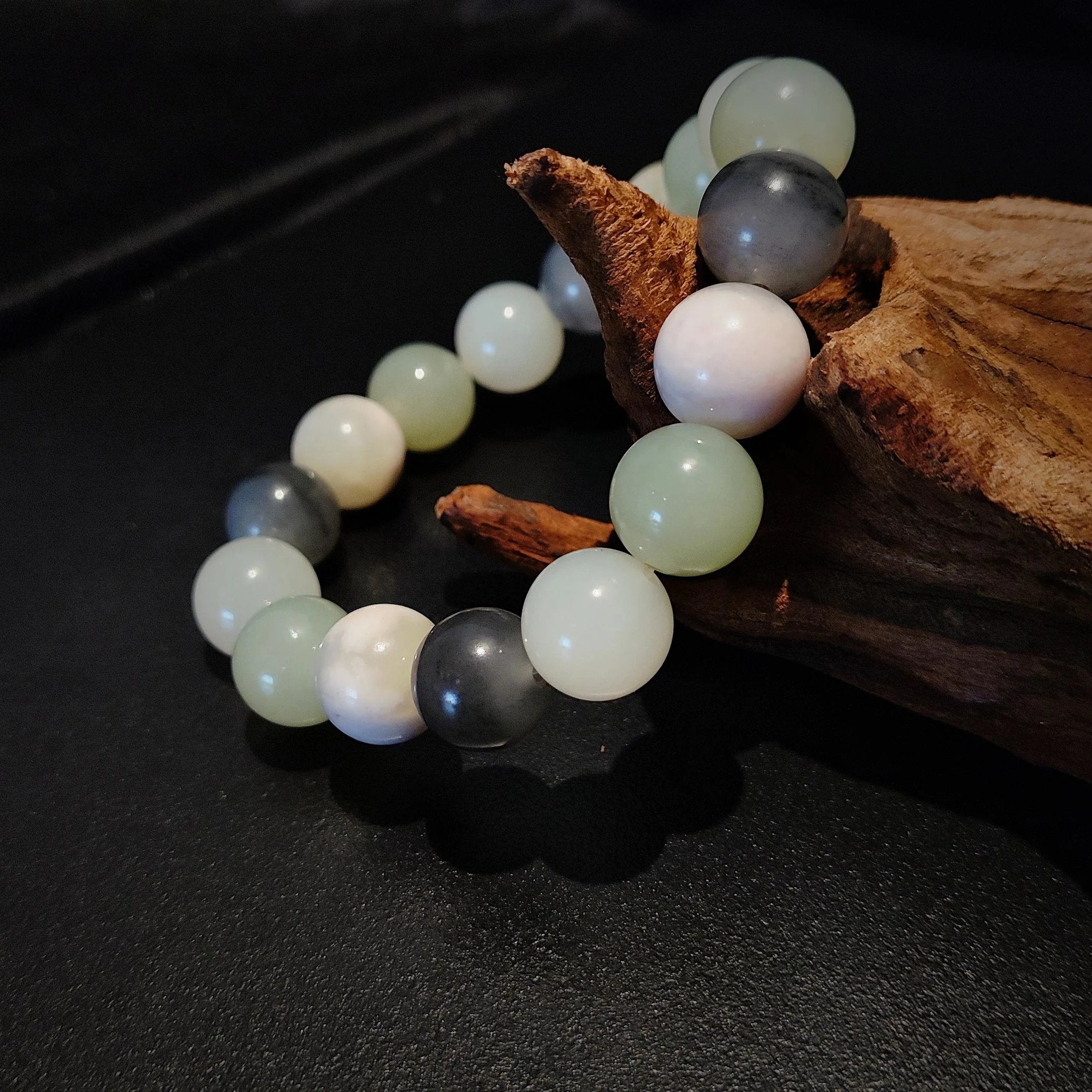 Multi-Colored Yutian Nephrite Jade Bead Bracelet